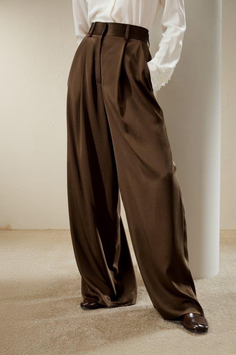 LILYSILK Pantalon Soie Femme Verdâtre Taille Haute, Style Chic 100% Soie Naturelle Décontracté Et Professionnel 42