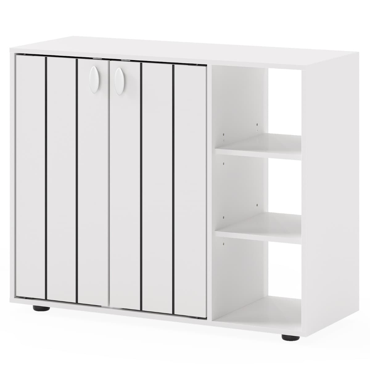 Meuble à Chaussures avec Portes Range-Chaussures à 3 Niveaux avec Étagères Ouvertes Réglables Organi