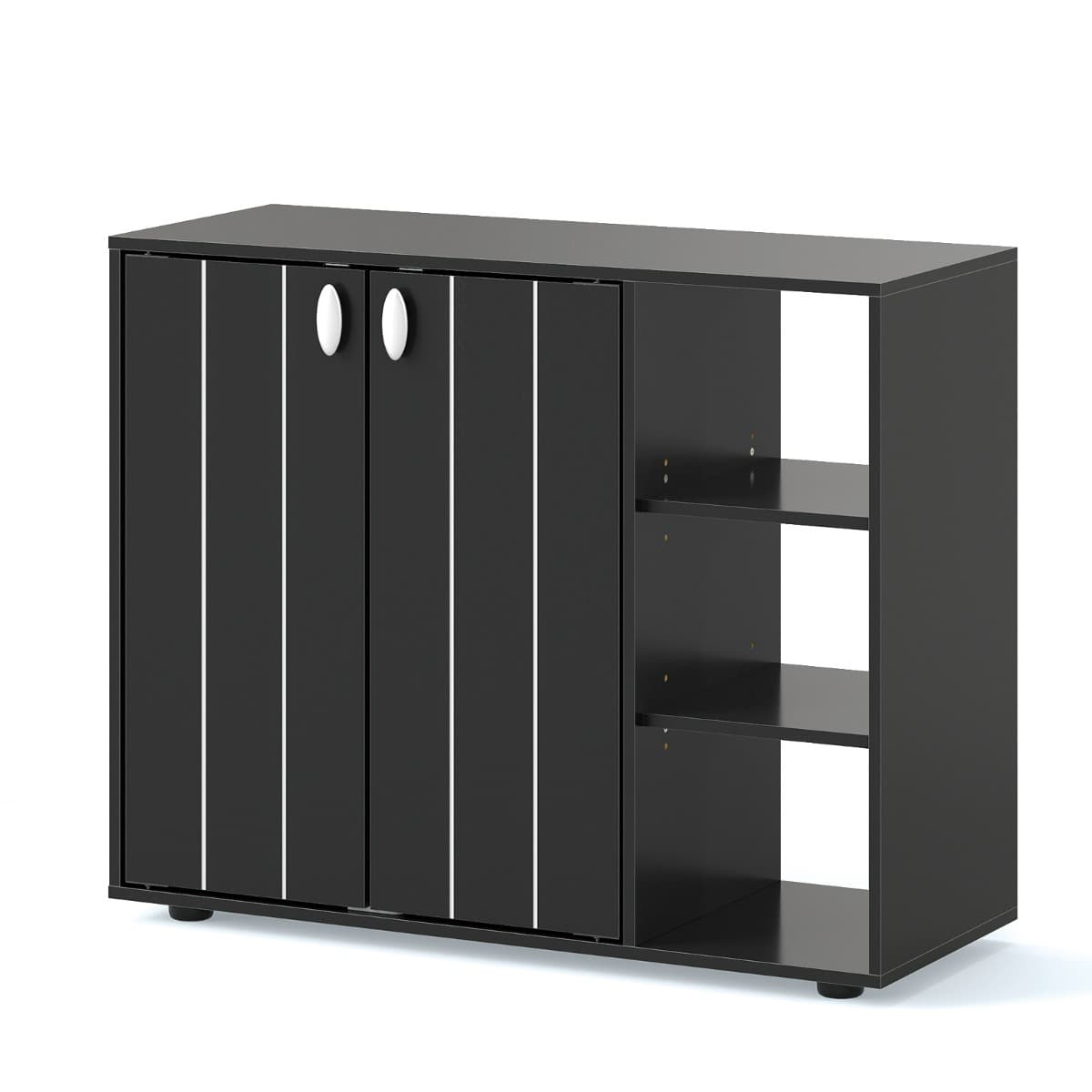 Meuble à Chaussures avec Portes Range-Chaussures à 3 Niveaux avec Étagères Ouvertes Réglables Organi