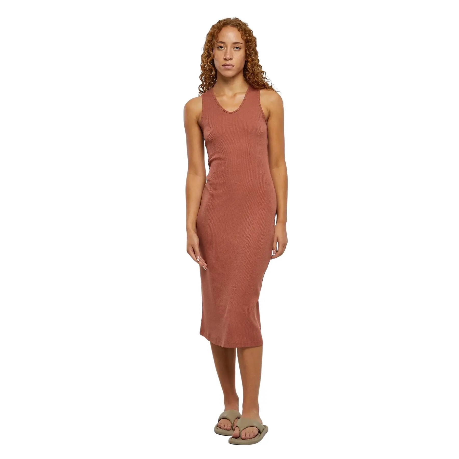 Robe midi sans manches tricotée à dos croisé femme Urban Classics Rib