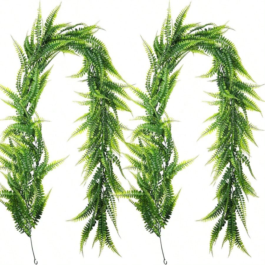 1/2 pièces, Guirlande de Boston d'automne, plantes suspendues artificielles de 5,9 pieds, fougères suspendues automnales et vignes artificielles