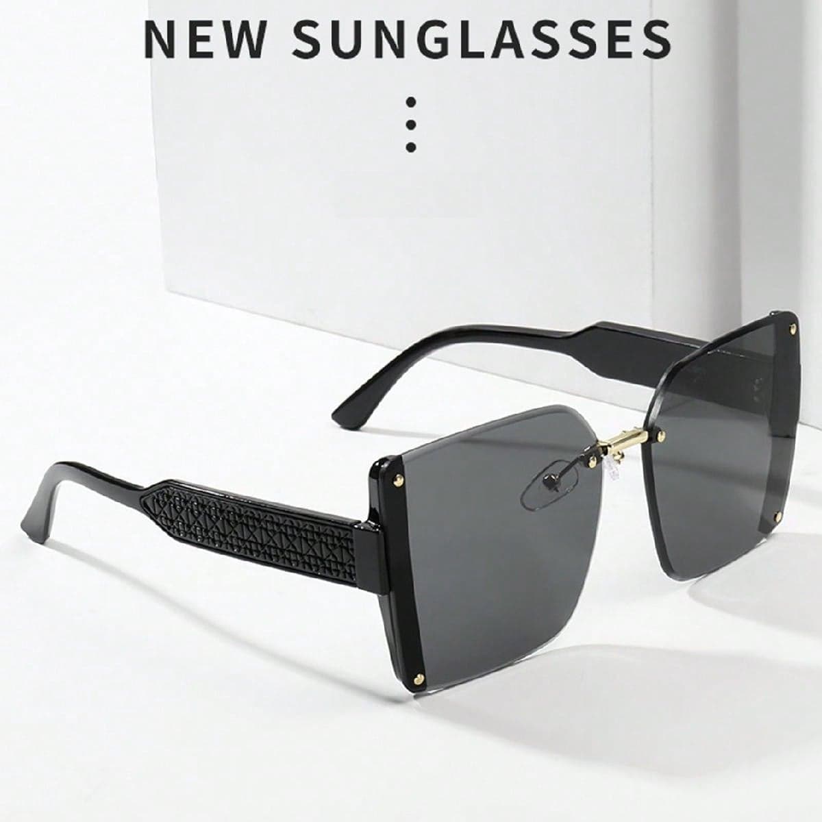 Lunettes de soleil de luxe Y2K oversized sans cadre