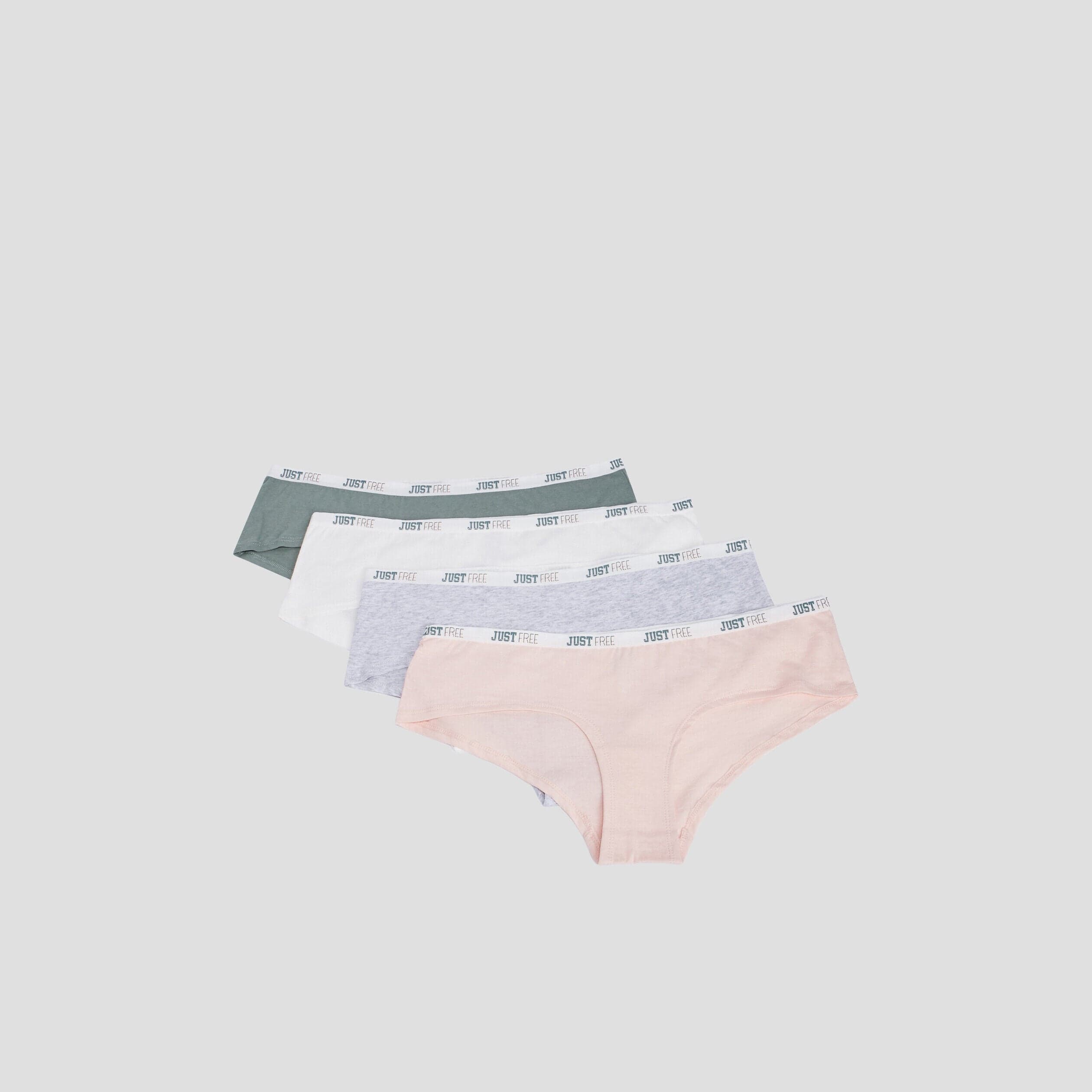Lot 4 shortys en coton vert kaki femme