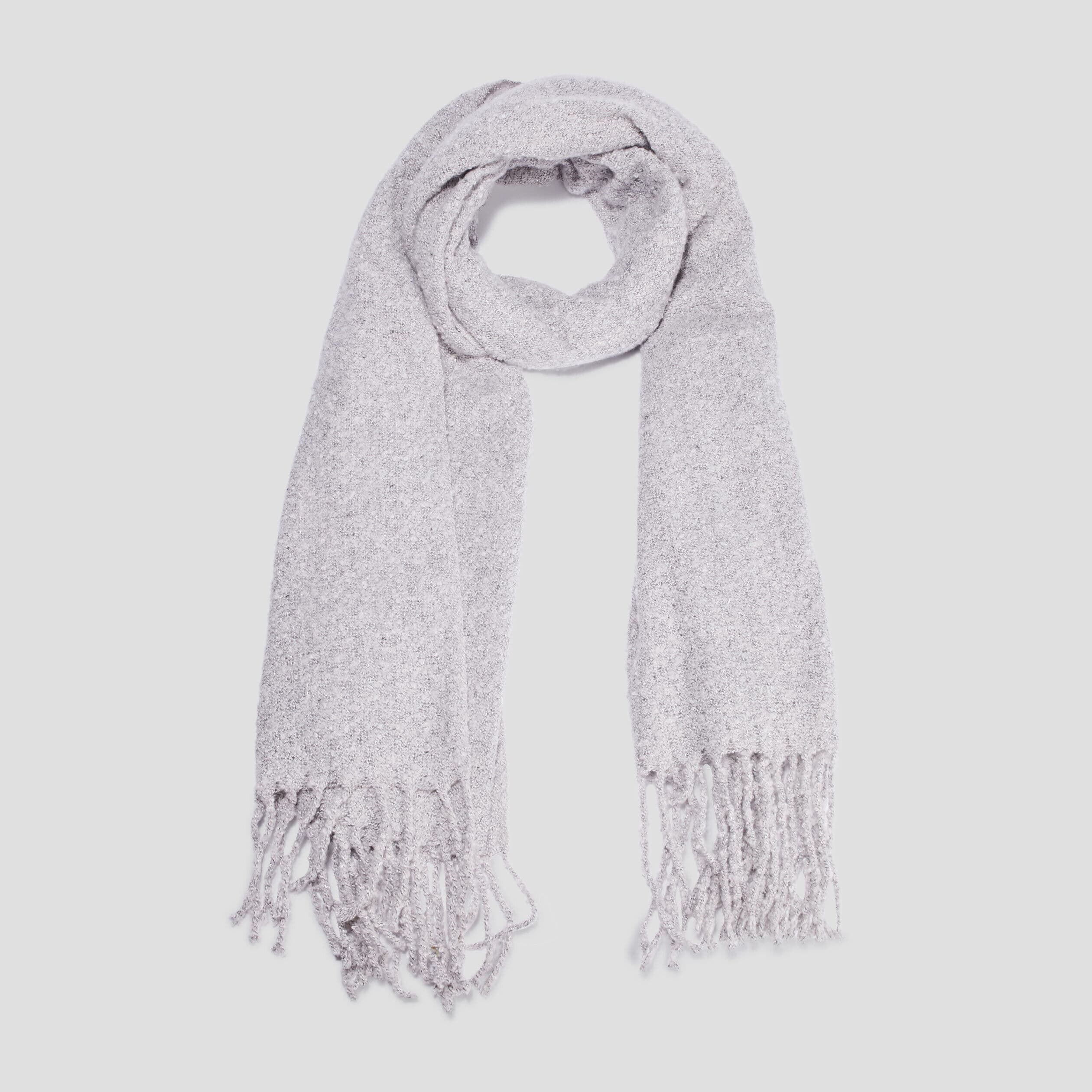 Écharpe à bords franges longues gris femme